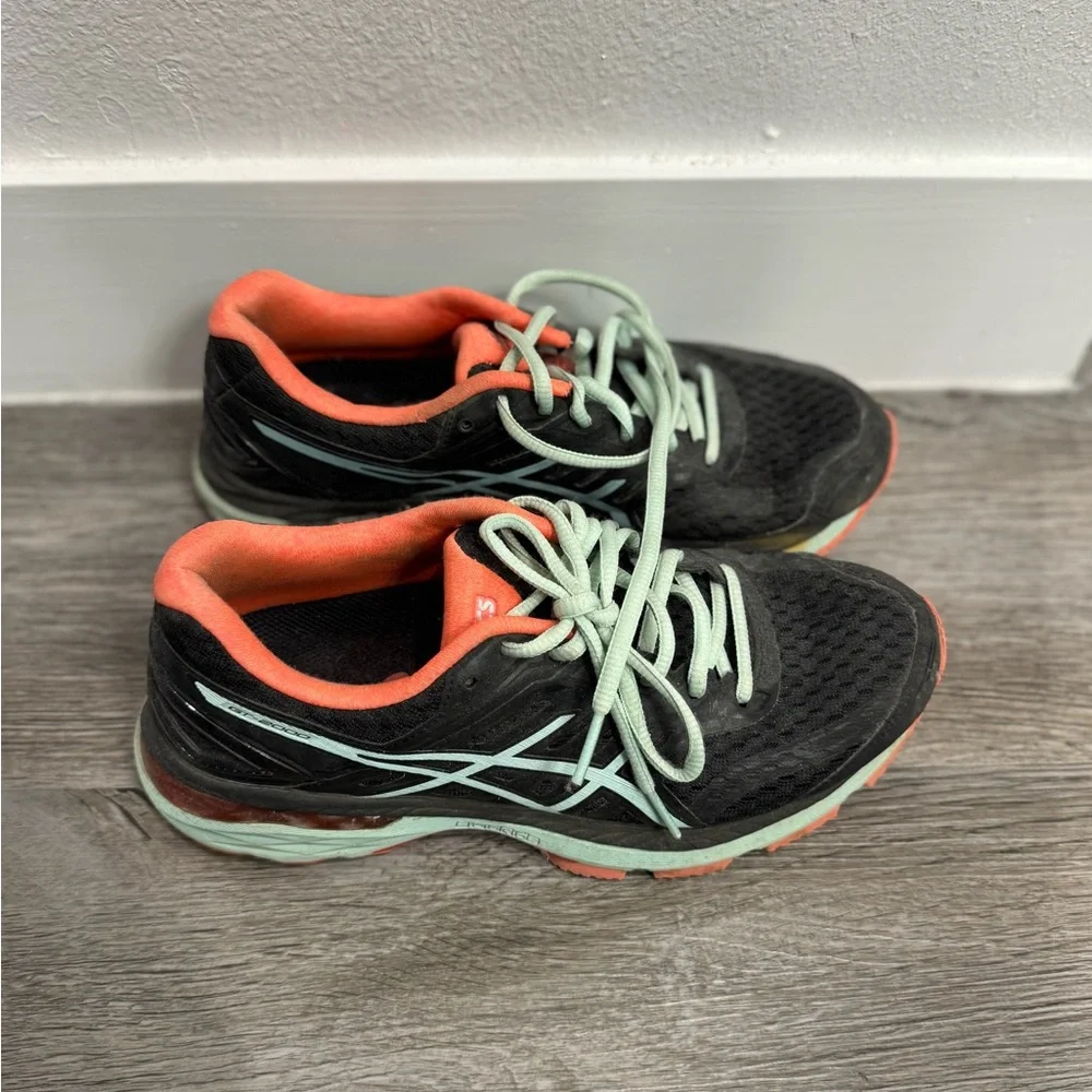 Asics Womens Shoes Dynamic Duomax GT 2000 Fluid Ride Black Aqua Orange